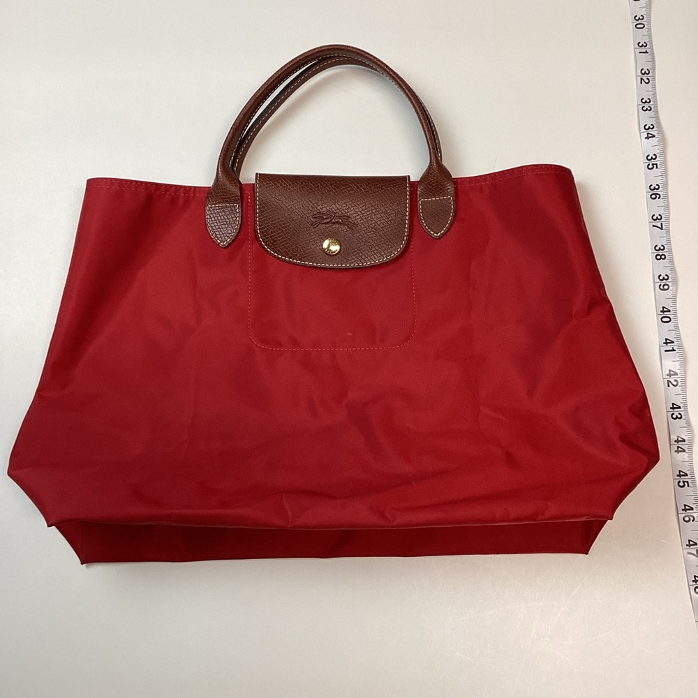 Longchamp Le Pilage Nylon Tote Red and Brown